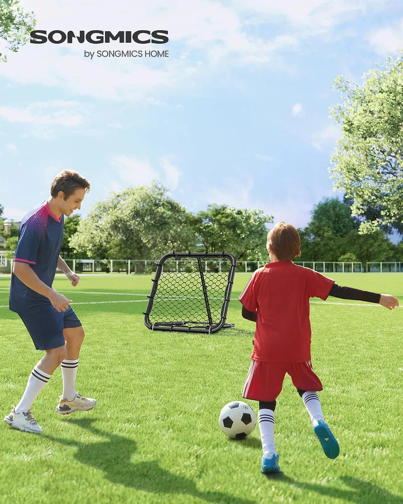 SONGMICS Rebounder für Fussball, Fussballtor Kinder, tragbar, Fussball-Rebounder, Fussballtor mit St