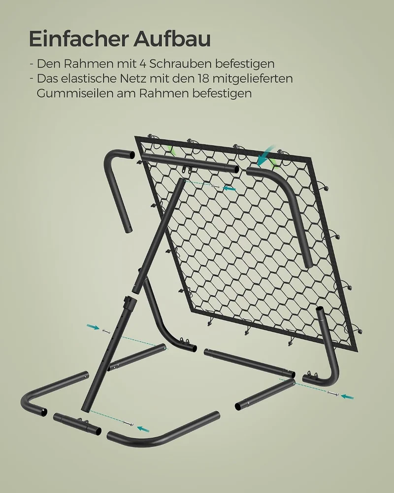 SONGMICS Rebounder für Fussball, Fussballtor Kinder, tragbar, Fussball-Rebounder, Fussballtor mit St