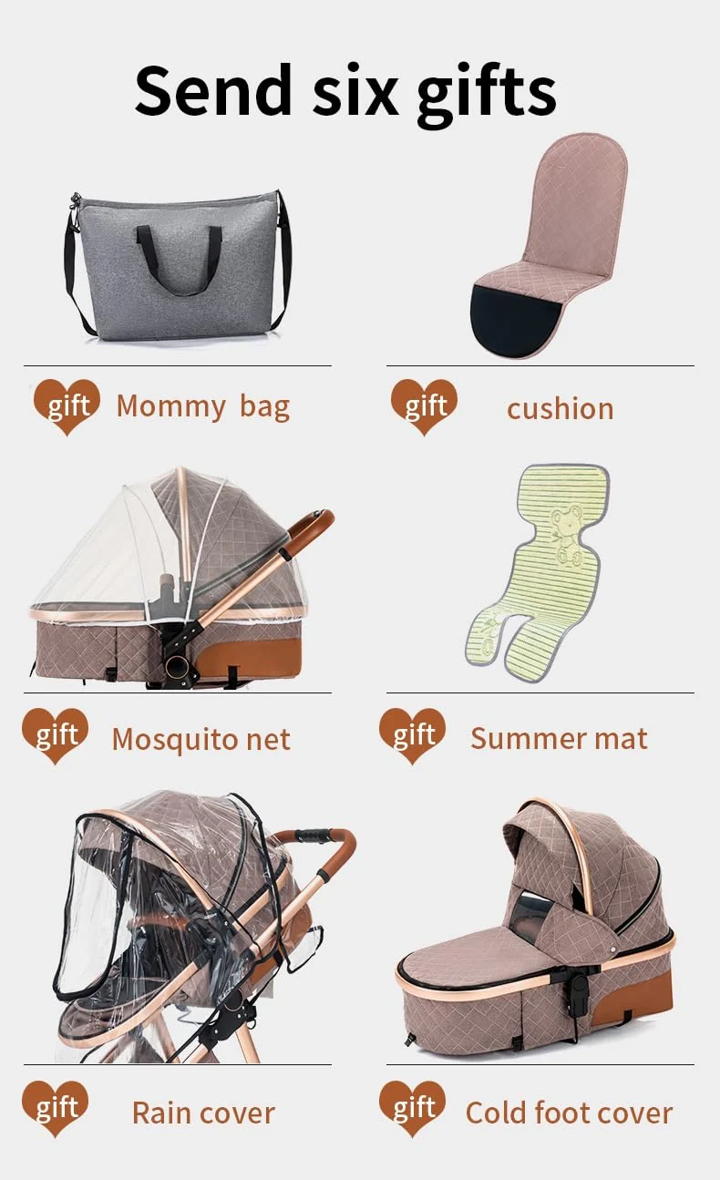YAZOCO kinderwagen 3 in 1, Zusammenklappbar kinderwagen mit Wickeltasche,Komplettset Becherhalter,Mo