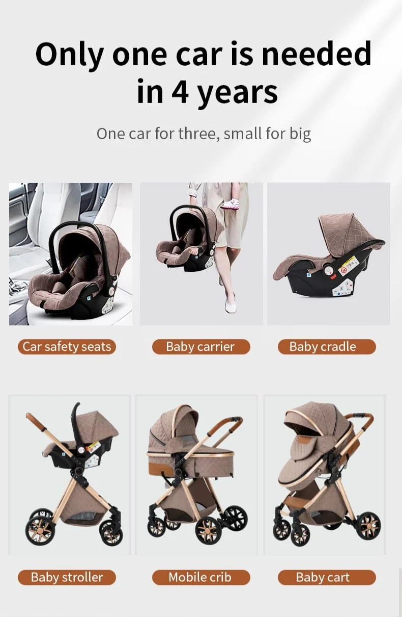 YAZOCO kinderwagen 3 in 1, Zusammenklappbar kinderwagen mit Wickeltasche,Komplettset Becherhalter,Mo