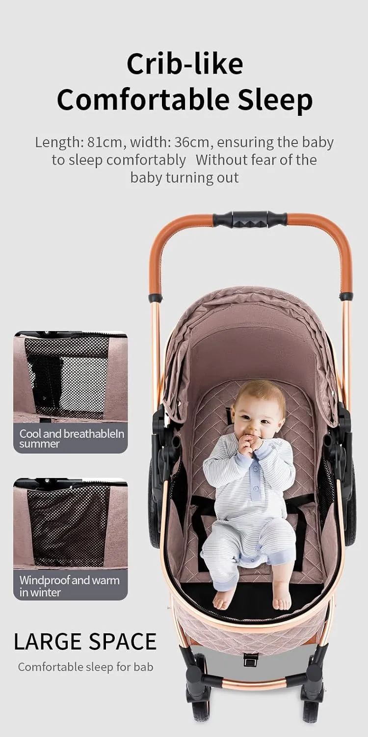 YAZOCO kinderwagen 3 in 1, Zusammenklappbar kinderwagen mit Wickeltasche,Komplettset Becherhalter,Mo