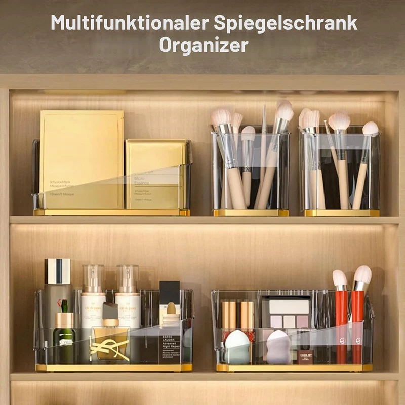 HARLIANGXY Spiegelschrank Organizer Innen, 2 Stücke Badezimmerschrank Aufbewahrung Box, Kunststoff M