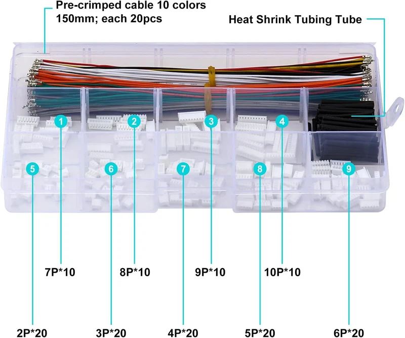 MX 1,25 mm SteckerSet und Premiumvorgekräuselte Kabel, kompatibel mit Molex PicoBlade für Pixhawk Fl