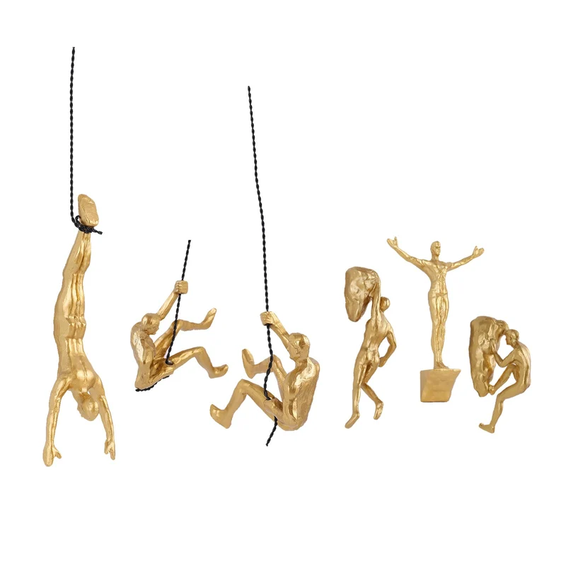 6er Set Kletterer Wanddeko Skulptur – Nordisch-Moderne Deko Figur, Einzigartige Kletternde Figur für