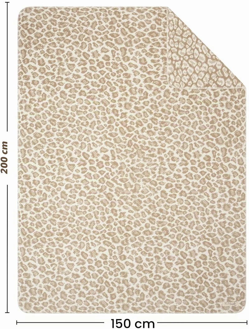 s.Oliver Leo Decke 150x200 cm - Baumwollmix, Made in Germany, warm & waschbar, Kuscheldecke Leoparde