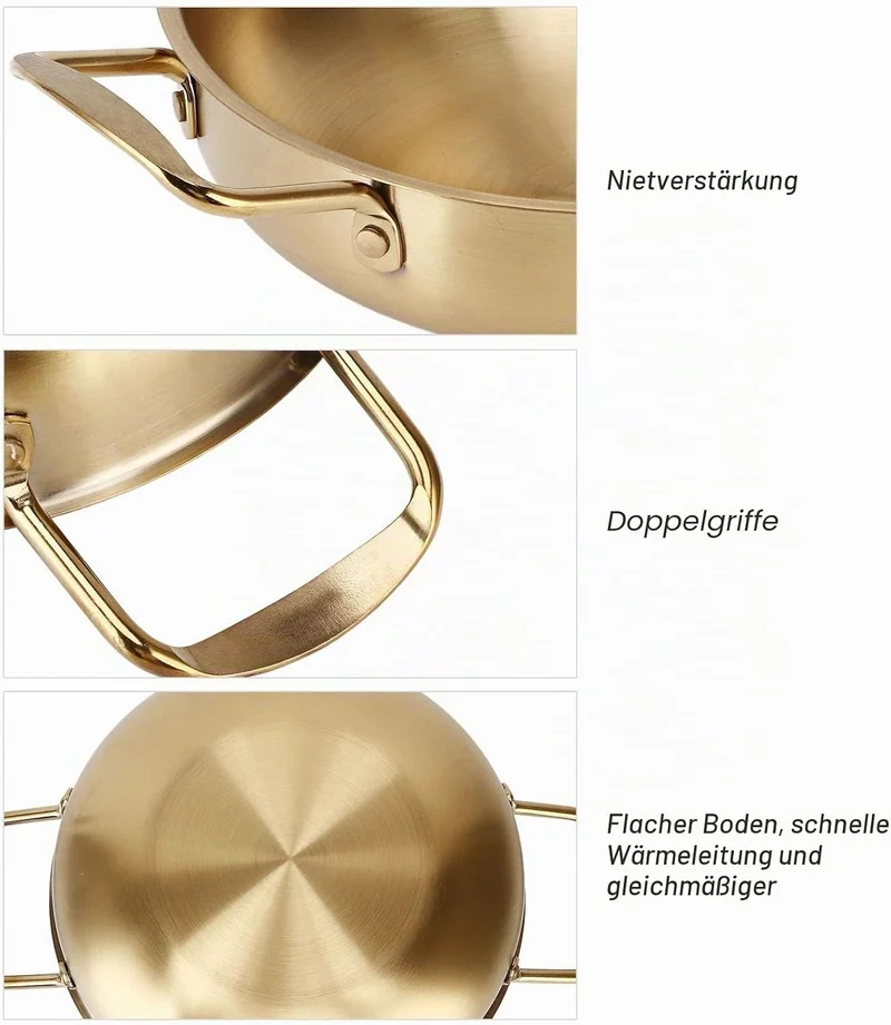 Naroote Ramen-Topf, Koreanischer Ramen-Topf, Kompatibel mit Gasherd, Induktionsherd, Gold, Koreanisc