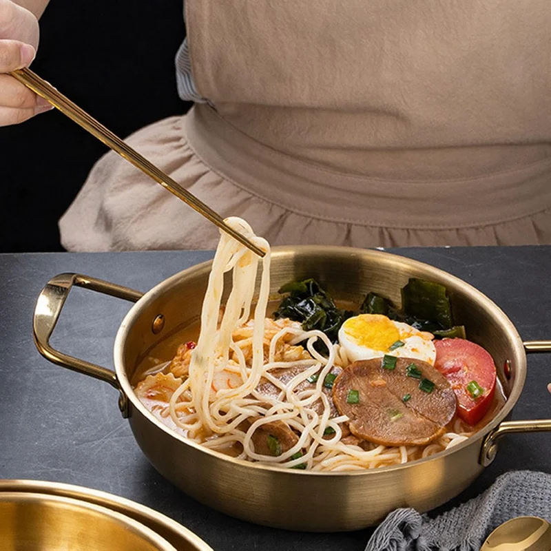 Naroote Ramen-Topf, Koreanischer Ramen-Topf, Kompatibel mit Gasherd, Induktionsherd, Gold, Koreanisc