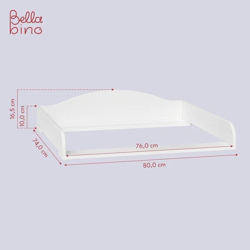 BELLABINO Oti Wickelaufsatz - Wickeltischaufsatz für Malm, Hemnes, Nordli Kommoden in weiss - Wellig