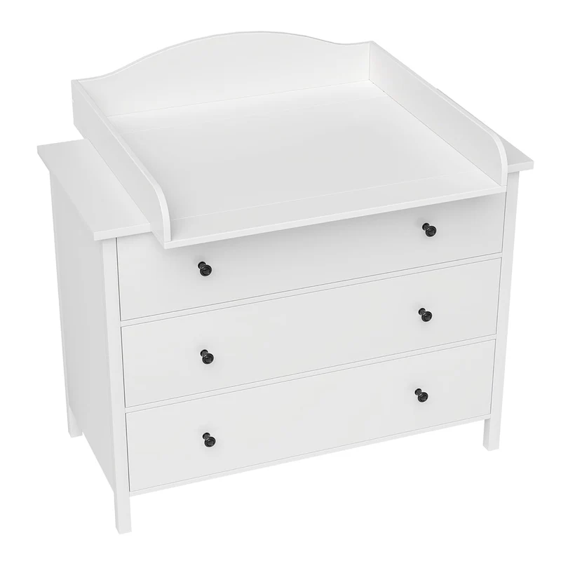 BELLABINO Oti Wickelaufsatz - Wickeltischaufsatz für Malm, Hemnes, Nordli Kommoden in weiss - Wellig