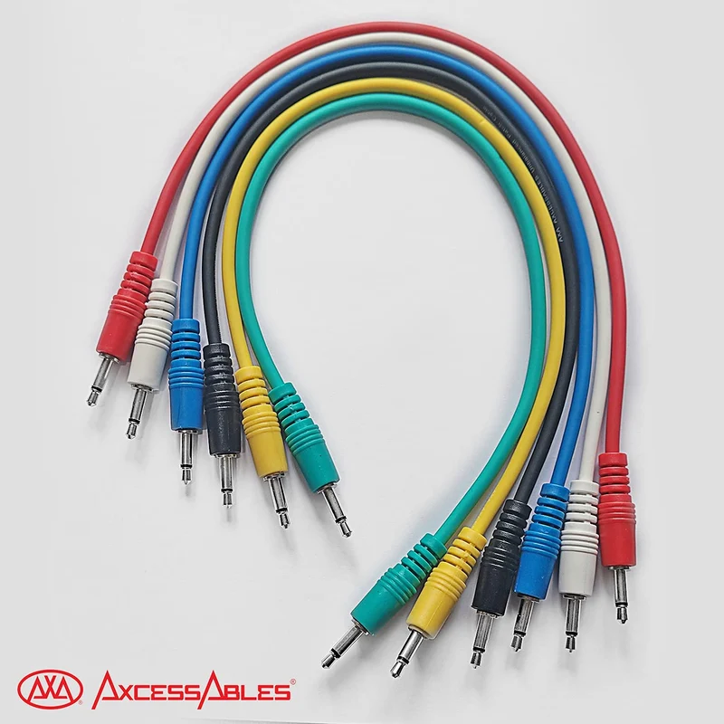 AxcessAbles 3,5 mm TS auf 3,5 mm TS-Patchkabel, 0,3 m, 6 Stück, 3,5 mm TS Eurorack Synthesizer-Audio