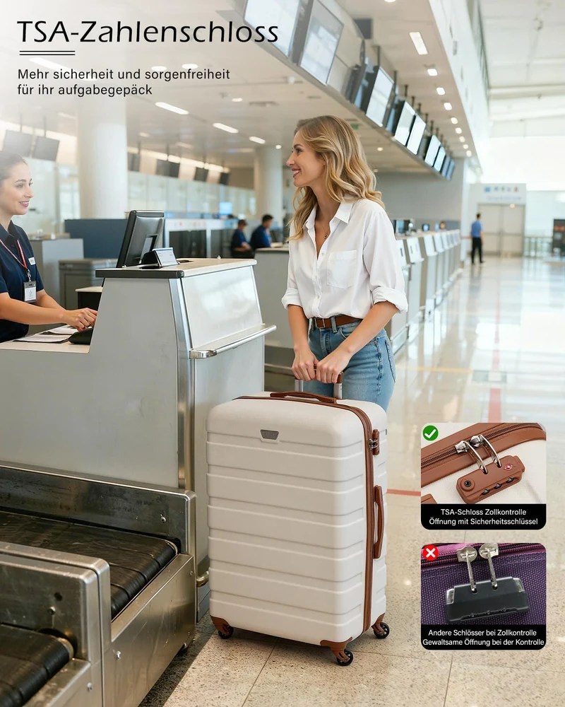COOLIFE Mittelgrosser Koffer für Urlaubsreise, Kreuzfahrten und Studium im Ausland, 67cm L, PC+ABS,