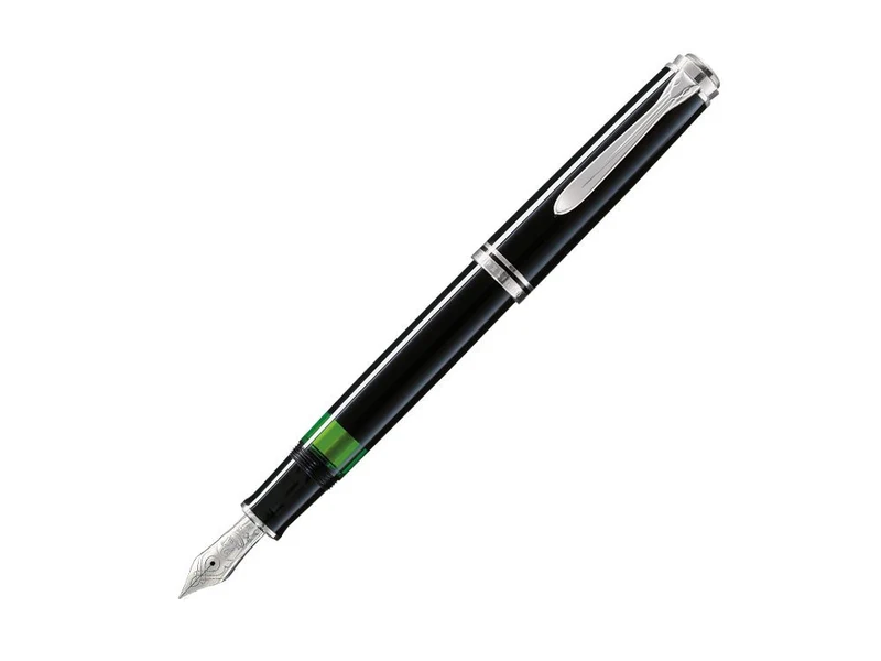 Pelikan Füllhalter Souverän 405, Schwarz, Feder EF (extra-fein), hochwertiger Kolbenfüller im Gesche