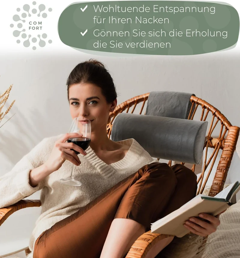 Nackenrolle für Sessel mit Gegengewicht (100% Memory Schaum), Nackenkissen Sofa Couch hängend, Nacke
