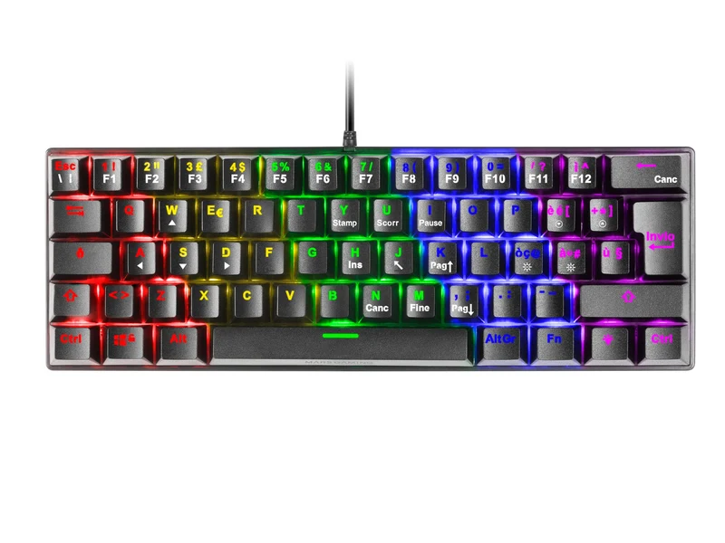Mars Gaming MK60 Schwarz, Mechanische Gaming Tastatur FRGB, Antighosting, Switch Mechanischer Rot, I