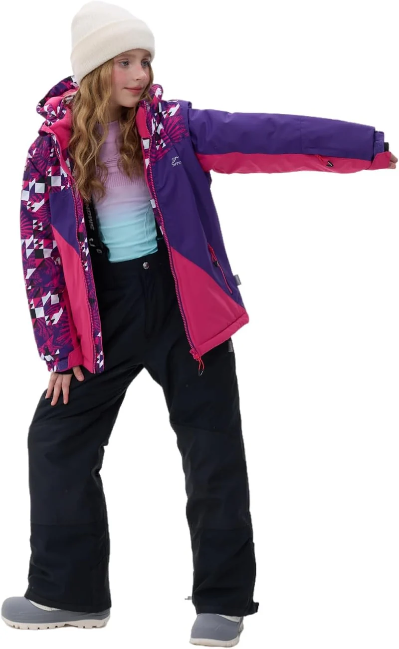 Kinder Schneeanzug für Mädchen Winter Skijacke & Hose Set Kapuzenträger Set Winddicht Wasserdicht Wa