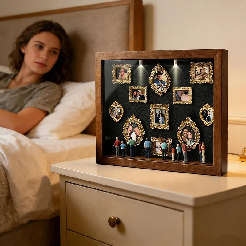 Mini Museum DIY, Mini Figuren Menschen Museum, Rahmen Figuren, Holz Fotorahmen Mit Licht, Für Jubilä
