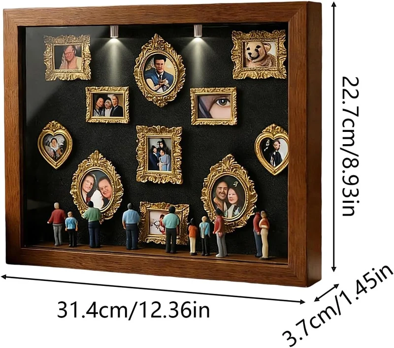 Mini Museum DIY, Mini Figuren Menschen Museum, Rahmen Figuren, Holz Fotorahmen Mit Licht, Für Jubilä