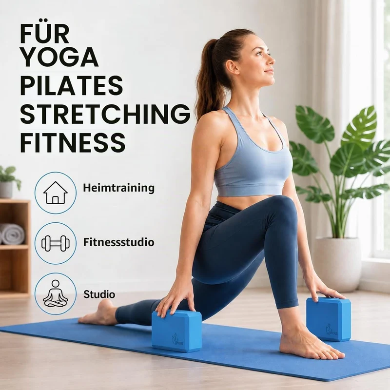 EXERZ Yoga-Blöcke, 2 Stück, Gymnastikblöcke, Übung, Workout, Fitness, Pilates, Stretch, Handstand, r