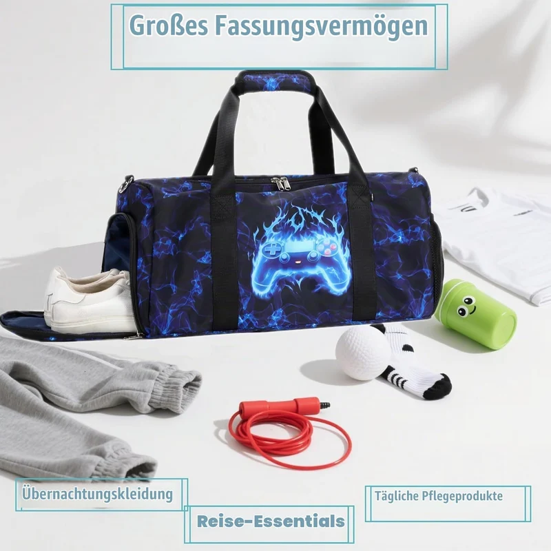 Sporttasche Kinder Jungen Reisetasche Trainingstasche Turntasche Klein Schwimmtasche Kinder mit Schu