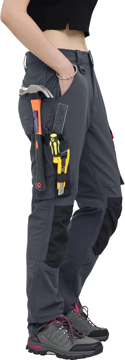 WORK IDEA Damen Slim-Fit Stretch Arbeitshose: Kritische Stoffbereiche aus Cordura – strapazierfähige