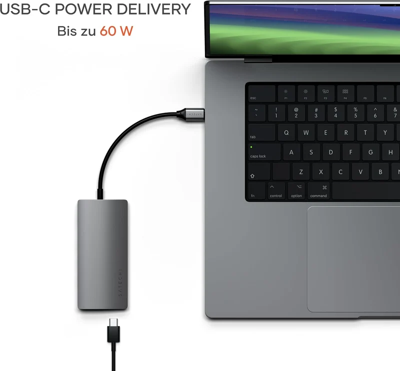 SATECHI USB-C Hub V2 8-in-1, PD 60 W, Space Grau Space Grau V2 60W USB-A 4K, Space Grau V2 60W USB-A