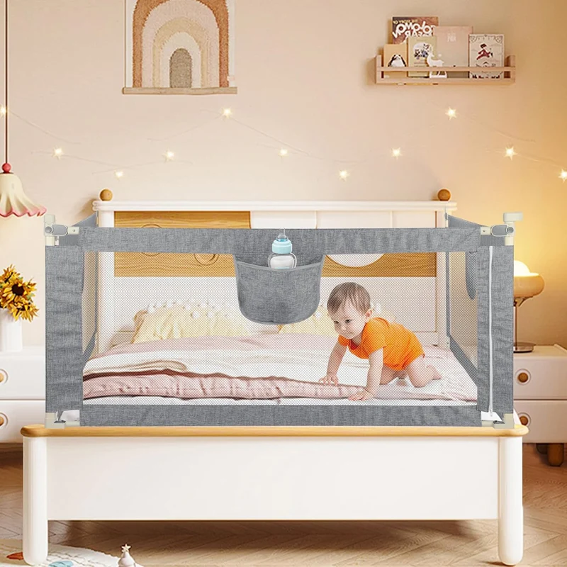 Bettgitter für Kinder, tragbar, für Babybett, Sicherheitsgitter für Kinderbett, Bettschiene gegen He