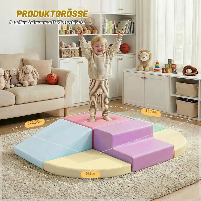 JungleDove Schaumstoff Bausteine Kinder Klettern Indoor - 6 PCS Softbausteine Riesenbausteine für Ba