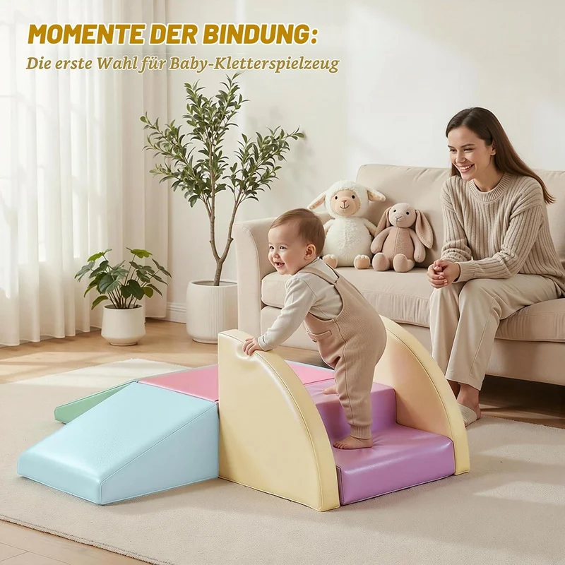 JungleDove Schaumstoff Bausteine Kinder Klettern Indoor - 6 PCS Softbausteine Riesenbausteine für Ba