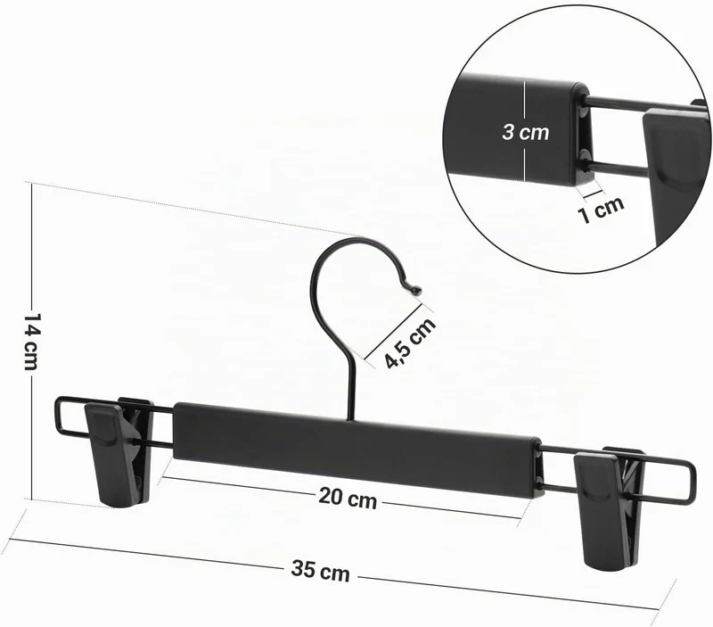 SONGMICS Hosenbügel, 12er Set, Kleiderbügel, gut belastbar, mit Clips, Rockbügel aus Premium-Kunstst