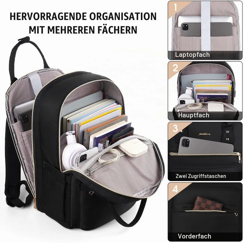 YAMTION Laptop Rucksack Damen 17,3 Zoll,Schulrucksack Mädchen Teenager Schultasche Frauen für Schule