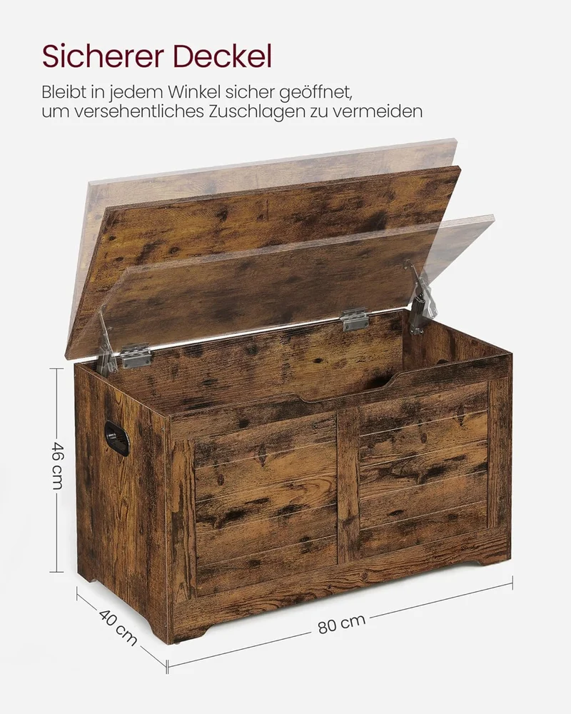 VASAGLE Schuhbank, Sitzbank mit Stauraum, Sitztruhe mit 2 Sicherheitsscharnieren, Aufbewahrungsschra
