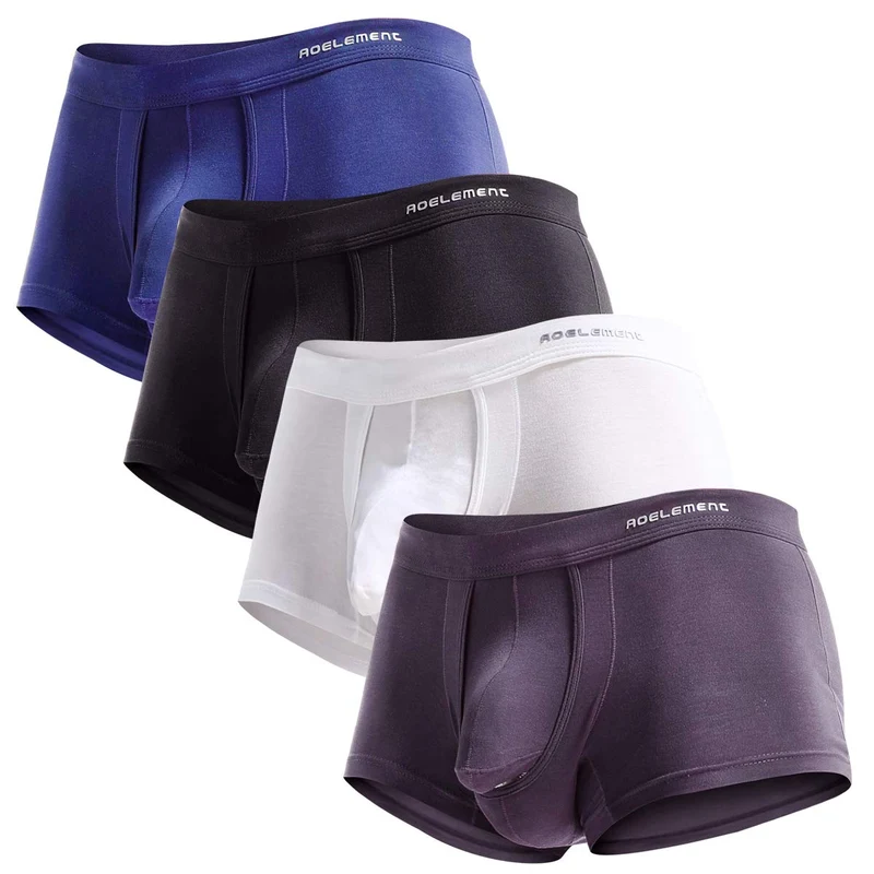 Ouruikia Herren Unterwäsche Modal Boxershorts Leichte Turnks Tagless Unterhose mit separater Tasche