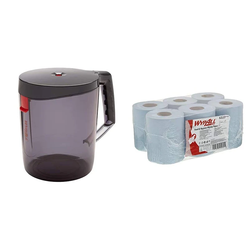 WypAll 6221 Reach Dispenser, Black (1 Dispenser) + WypAll 6223 Lebensmittel- und Hygiene-Wischpapier