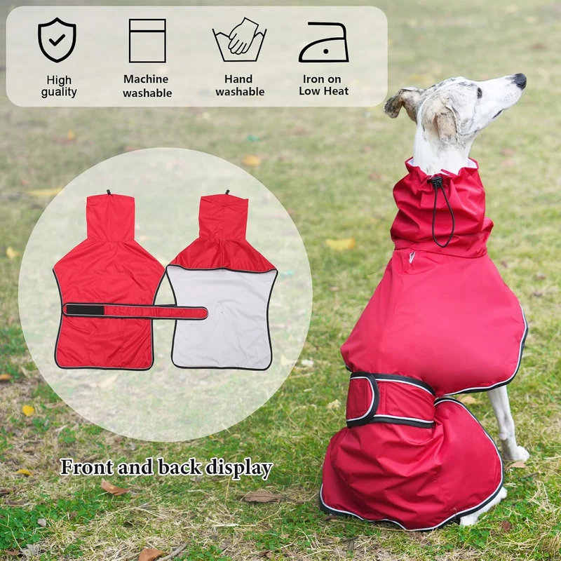Geyecete Windhund Leicht Hundejacke Regenjacke, Hunderegenmantel Wasserdicht Verstellbar Windhundeja