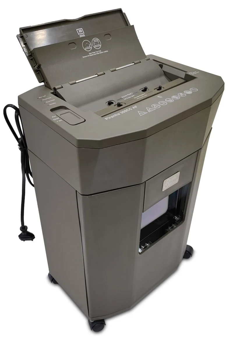 Aktenvernichter autofeed Partikelschnitt Sicherheit P-4 Profi Office Piranha 308 AF - 80 Blatt Einzu