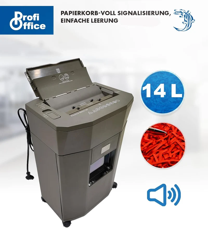 Aktenvernichter autofeed Partikelschnitt Sicherheit P-4 Profi Office Piranha 308 AF - 80 Blatt Einzu