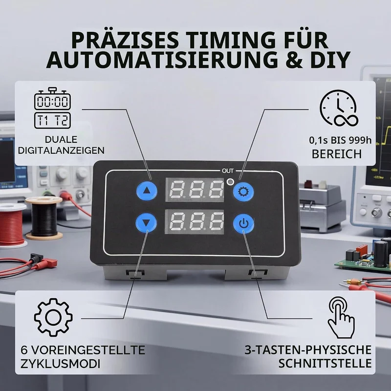 YF-4 Zeitrelais Einstellbare Zyklusverzögerung Zeitrelais DC 12 V Digitalanzeige Zeitverzögerung Bor