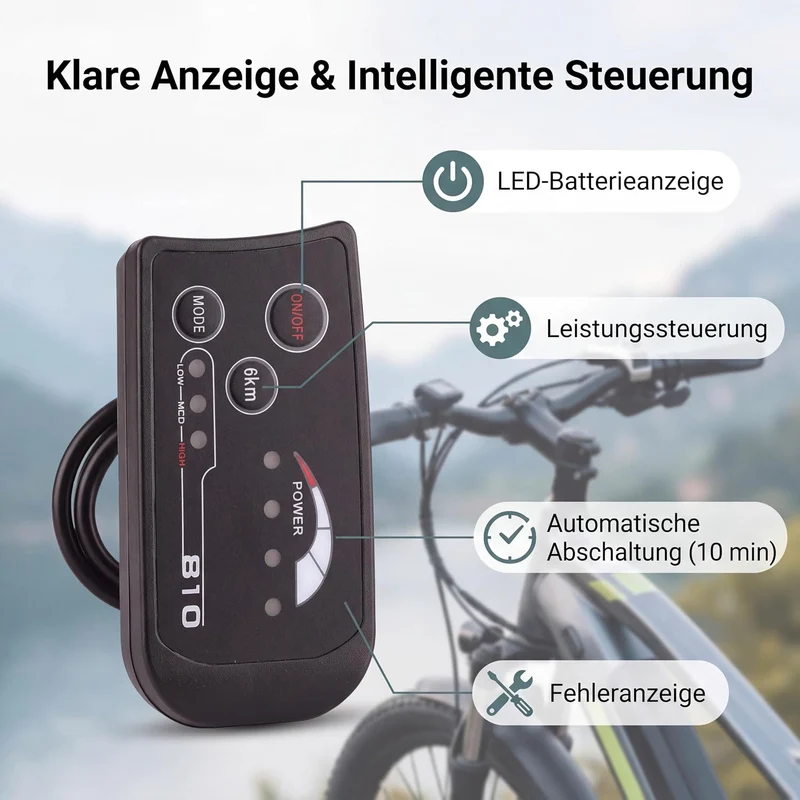Qiilu LCD-Anzeigefeld, LED-Anzeige für Elektrofahrrad 810 mit 4-Draht-Kabelbedienfeld