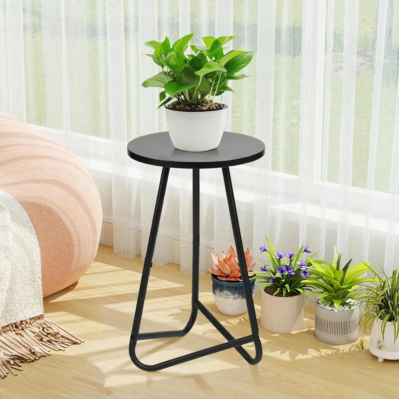 HDANI 50cm Rund Pflanzenständer,Blumenständer,Pflanzenregal aus Holz und Metall,Modernes Regal für Z