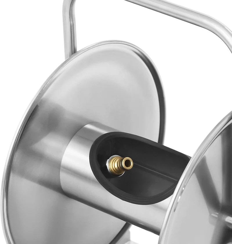 Professionelle Metall-Schlauchtrommel Manuell Schlauchaufroller mit Kurbel Edelstahl Schlauchtrommel
