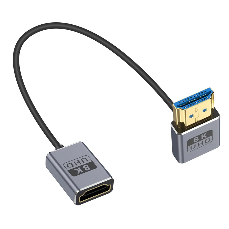 Duttek HDMI-Verlängerungskabel, 8 K, 90 Grad, abgewinkelt, HDMI-Stecker auf Buchse, 48 Gbit/s Bandbr