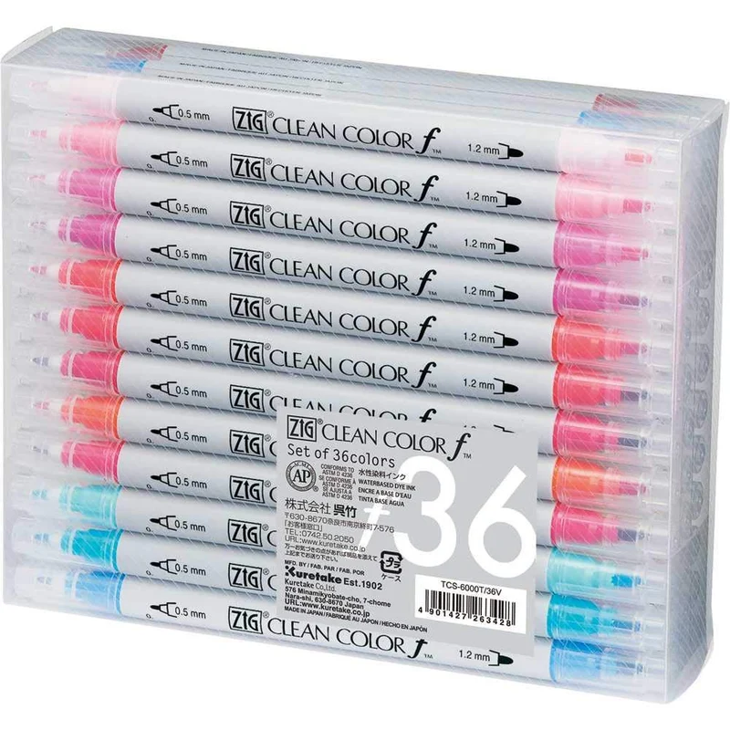 Kuretake ZIG Twin Tip Marker reinigen Farbe F, 36 Farbe Set (tcs-6000t/36 V)