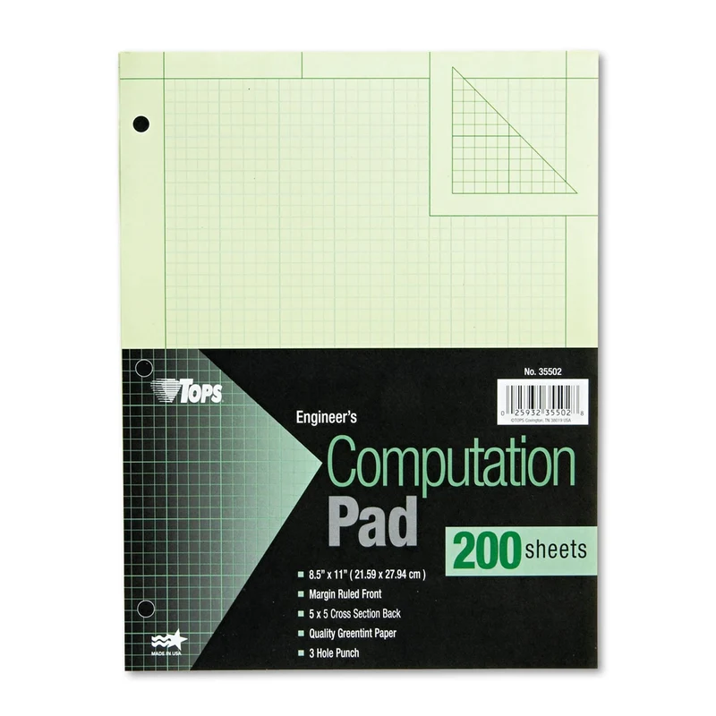 Tops Engineering Computation Pad, grün, 200 Sheets, 200 Sheets