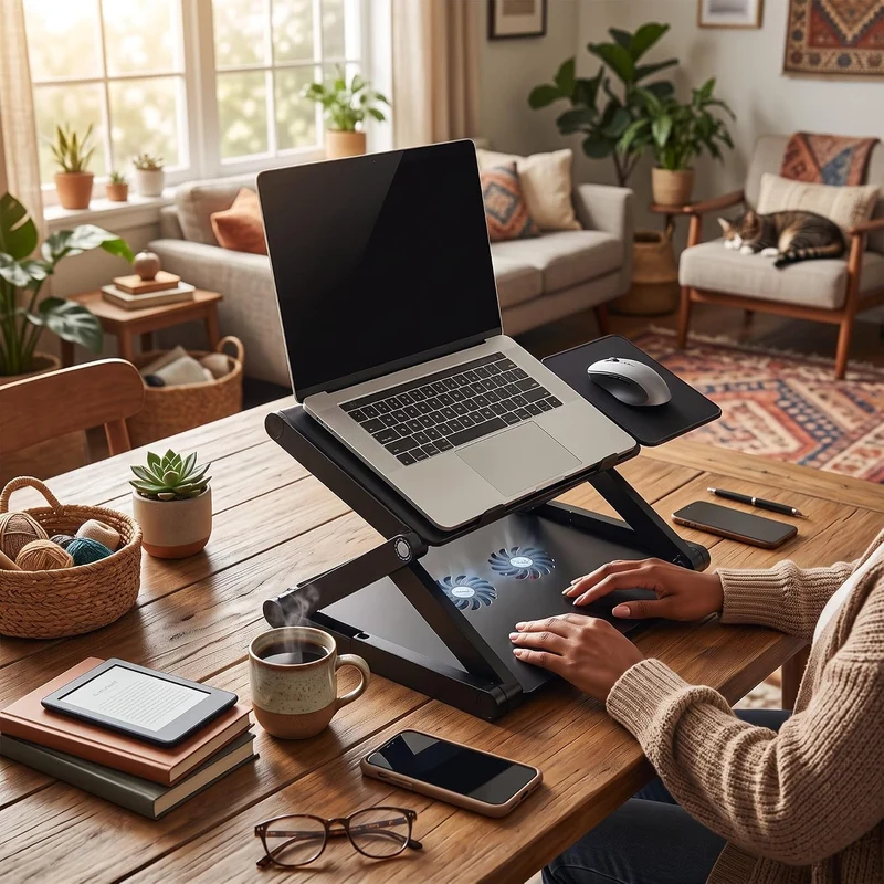 Ejoyous Laptopständer Höhenverstellbar, Aluminium Notebooktisch Laptoptisch mit Maus-Plattform Klapp