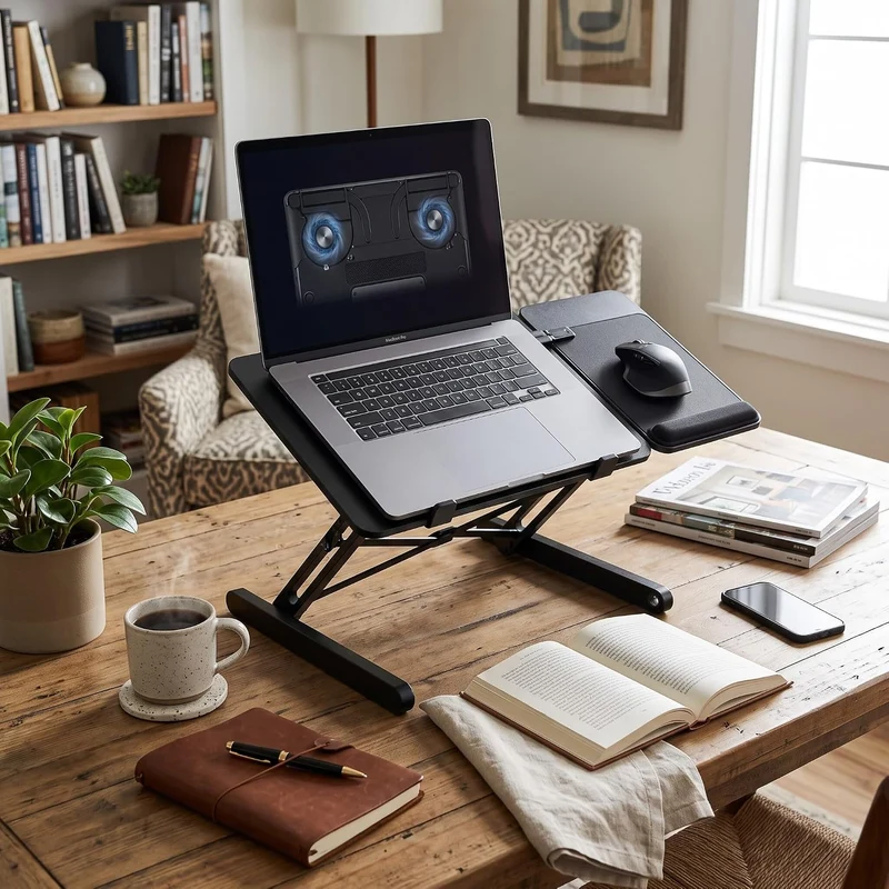 Ejoyous Laptopständer Höhenverstellbar, Aluminium Notebooktisch Laptoptisch mit Maus-Plattform Klapp