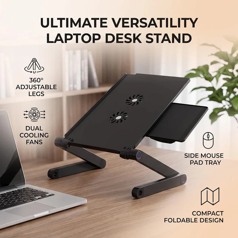 Ejoyous Laptopständer Höhenverstellbar, Aluminium Notebooktisch Laptoptisch mit Maus-Plattform Klapp
