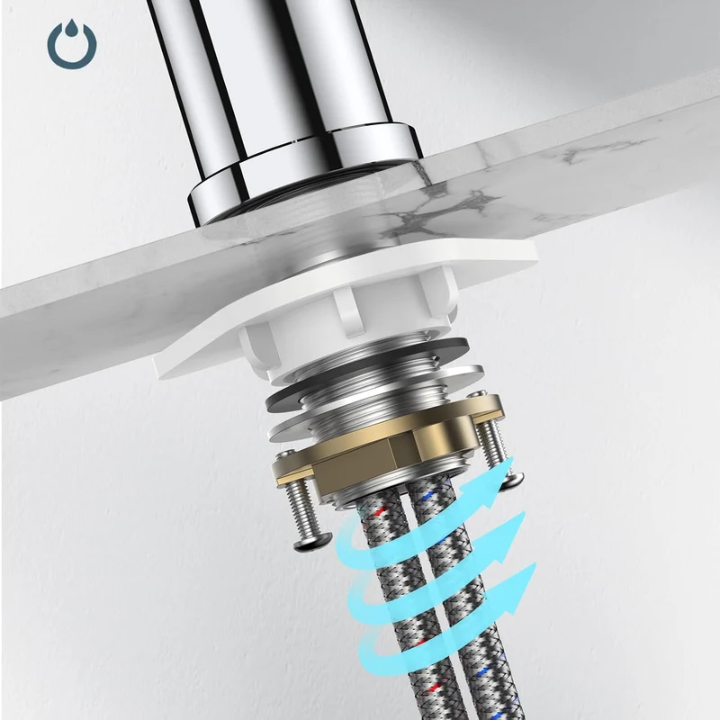 FORIOUS Wasserhahn Küche, Mischbatterie Küche, Küchenarmatur mit 360°Drehbar, Spülenarmatur mit Einh
