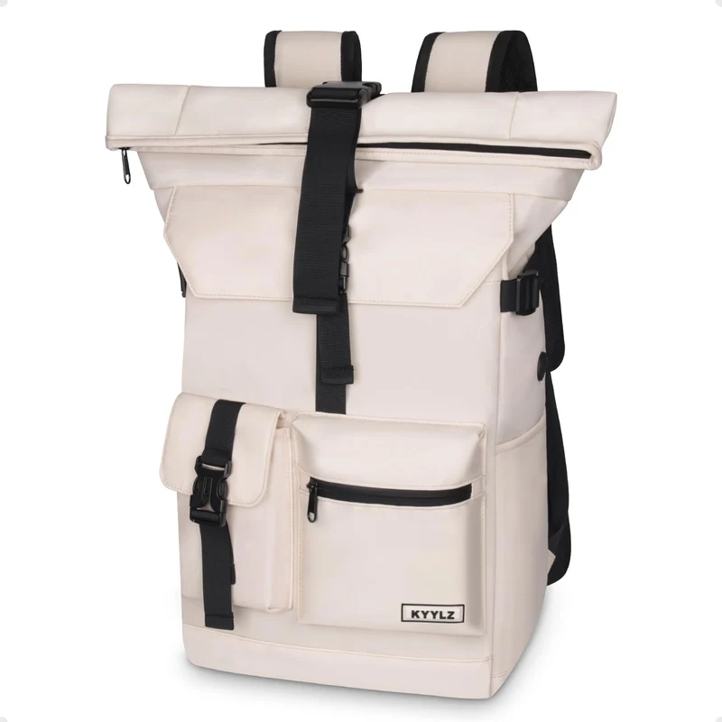 Rucksack Damen,Rolltop Rucksack Herren,28L Gross Schulrucksack Rucksack Wasserdicht mit Laptopfach 1