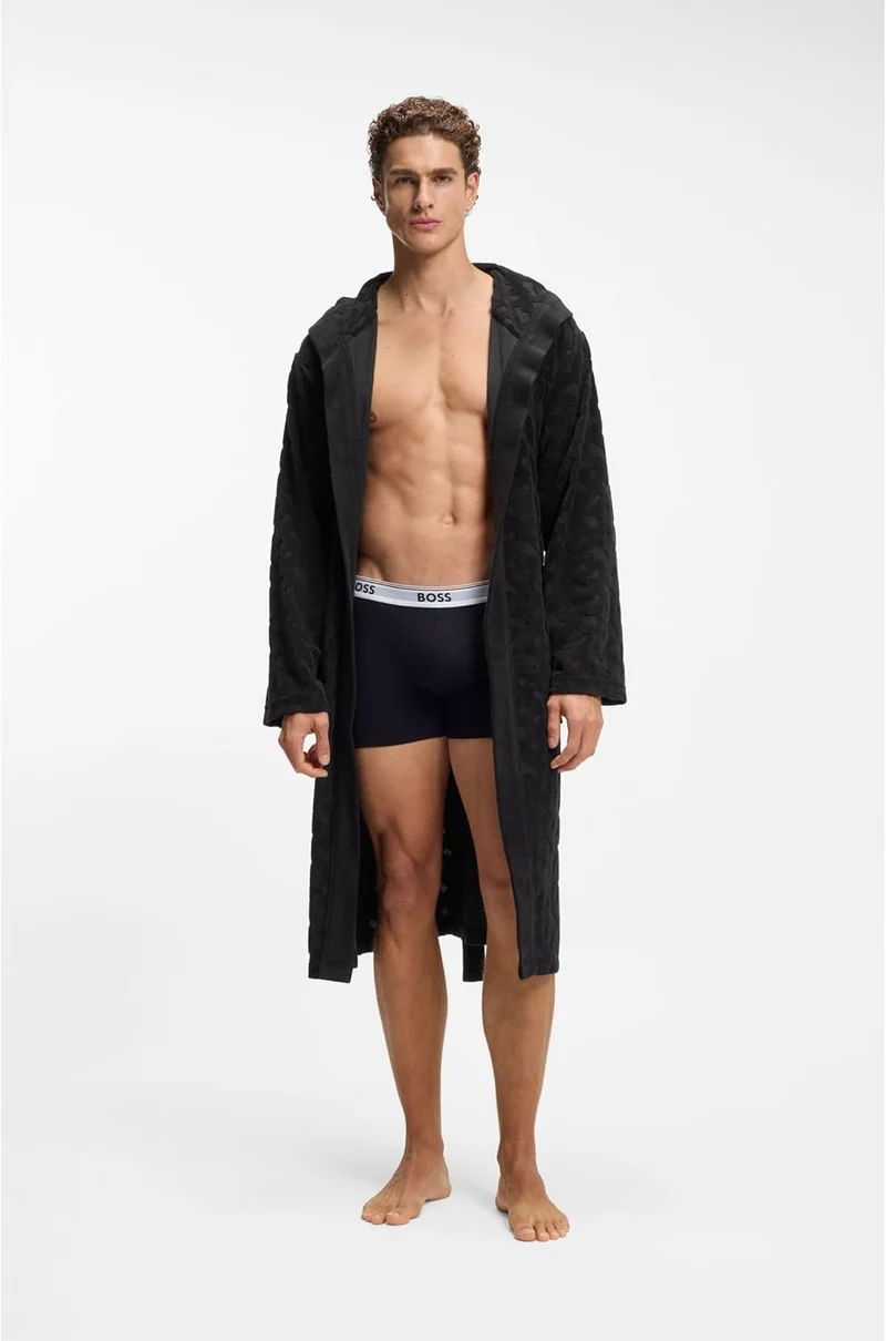 BOSS Herren Fashion Robe Morgenmantel aus Baumwoll-Mix mit Terry-Struktur und Monogramm-Muster XL -0