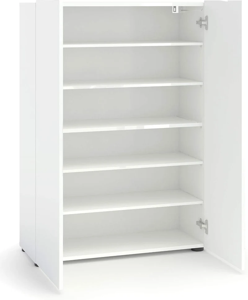 möbelando Schuhschrank Dielenkommode Flurschrank Schuhkommode Schrank Flurmöbel Glossy I 80x115 cm W